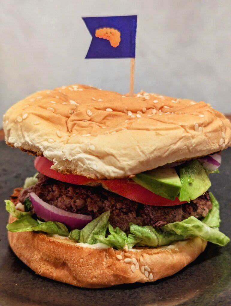 Finished burger featuring a Pancreas-Pleasing Patty